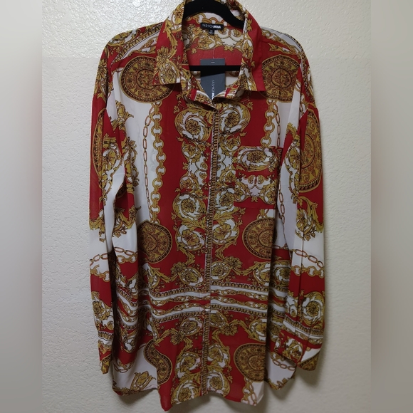 NWT Women's red and gold  blouse - Picture 4 of 6